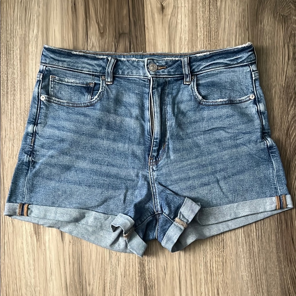 American Eagle Blue Jean Shorts High-Waisted Rolled Cuffs